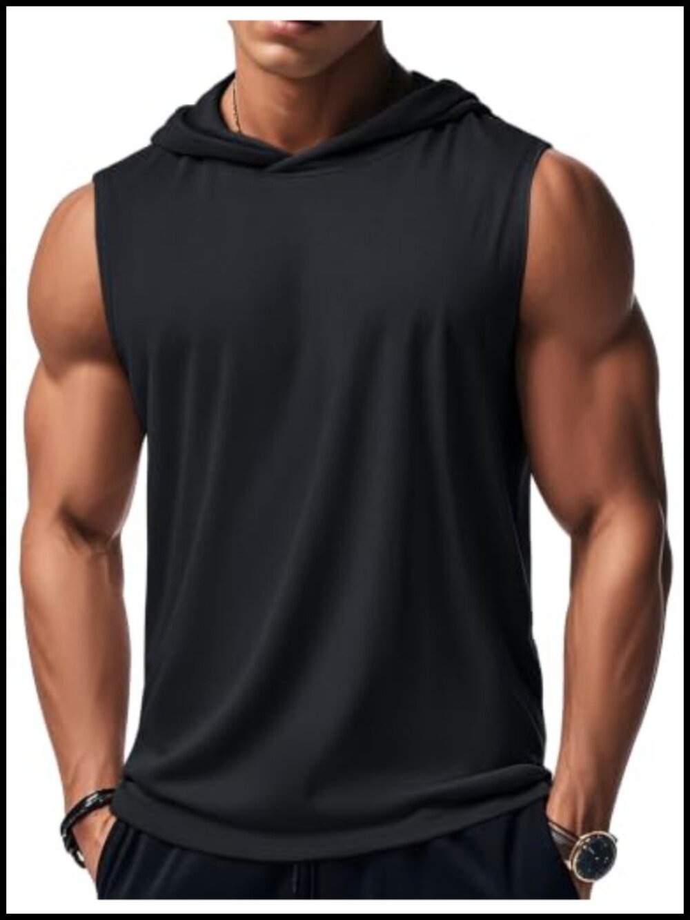 Mens Cotton Tank Top Sleeveless Hoodie Moisture Wicking Muscle Tee Summer Casual
